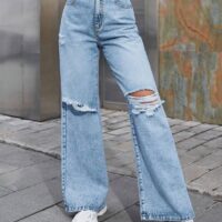 ICE BLUE TORN JEANS