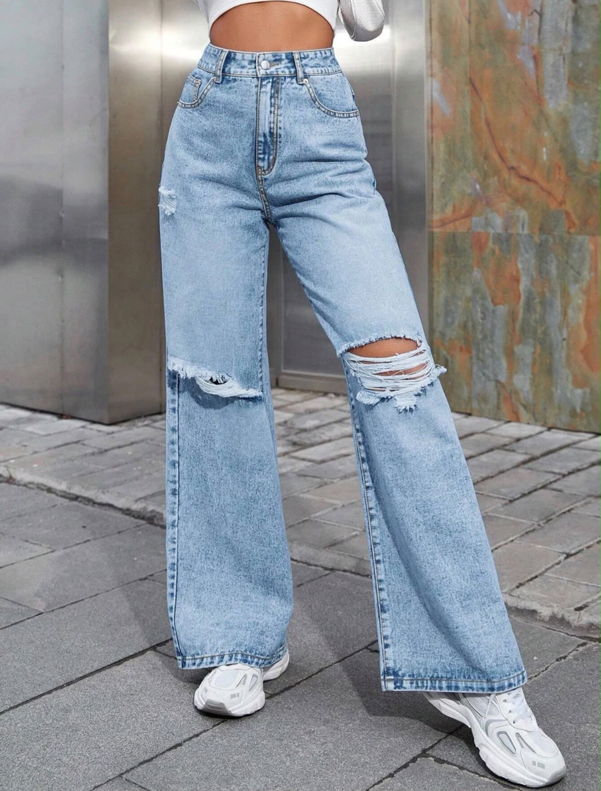 ICE BLUE TORN JEANS - Image 2