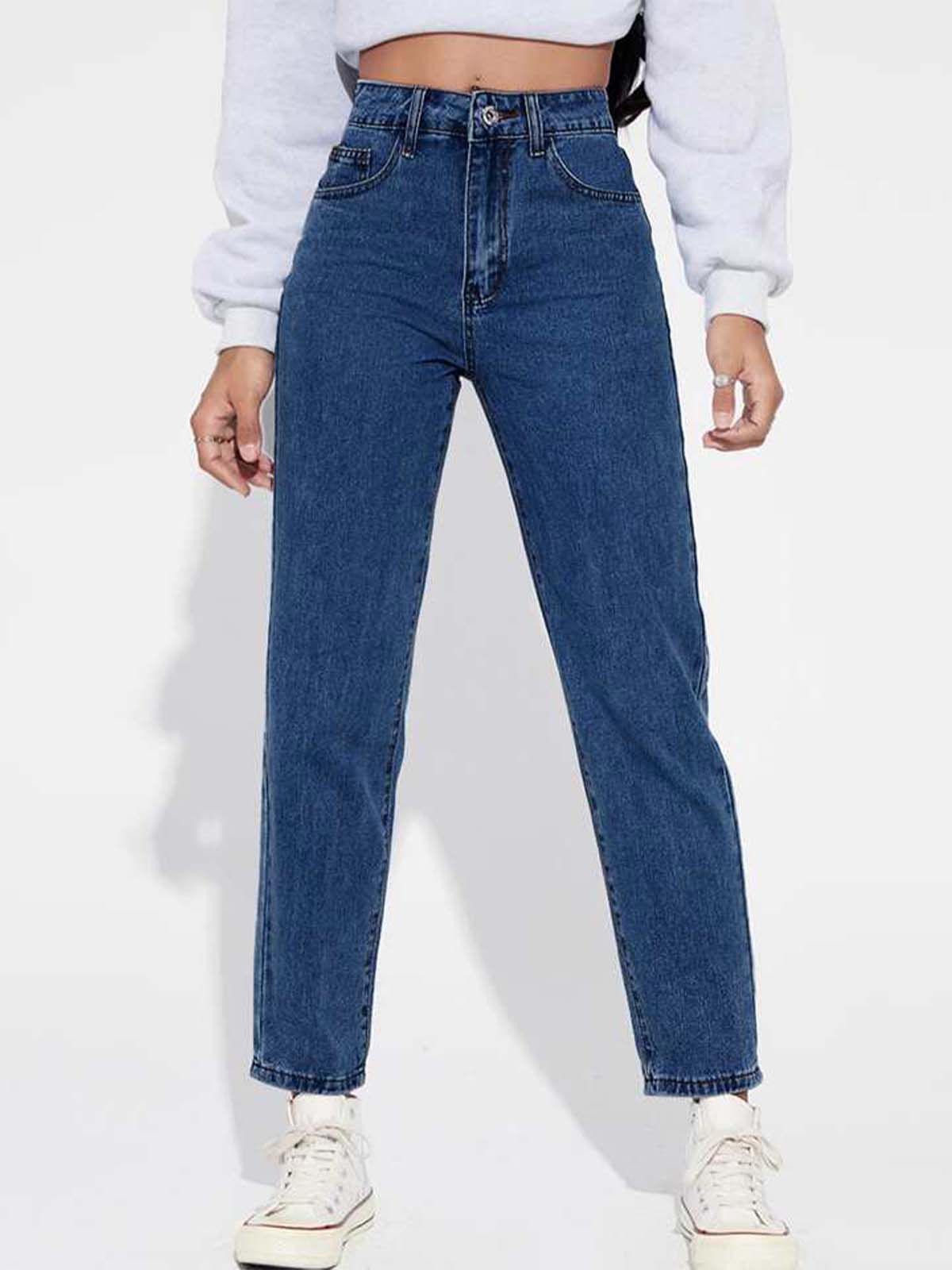 Dark Blue Mom Fit Jeans - Image 5
