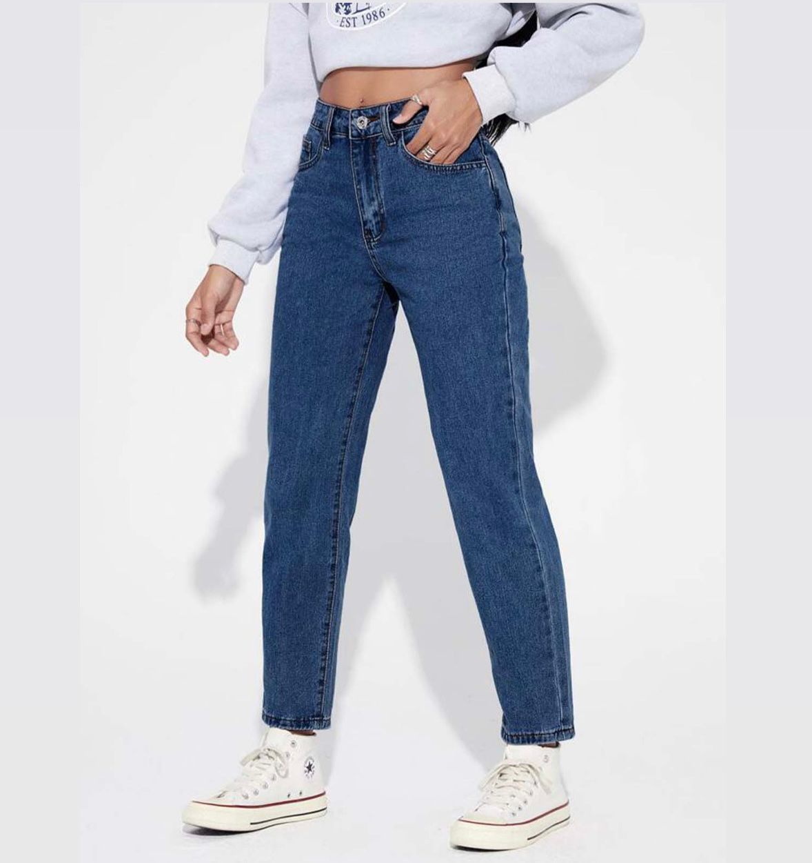 Dark Blue Mom Fit Jeans