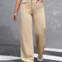 Beige Wide Leg Denim