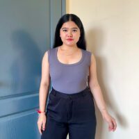 Padded Round Neck Ribbed Top