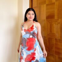 Satin Halter Neck Backless Dress