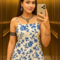 Back Knot Sleeveless Floral Kurti