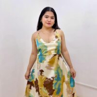 Satin Halter Neck Backless Dress