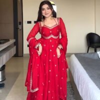 Embroidered Anarkali Kurta with Palazzo & Dupatta