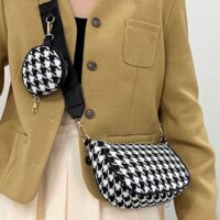 Black & White Graphic Sling Bag with Pouch