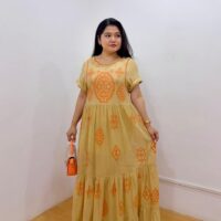 Embroidered Sheer Maxi Dress with Inner