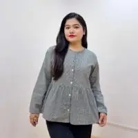 Checked Flare Shirt Top