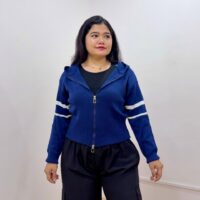 Striped Sleeves Zipper Hoddie