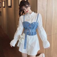 Shirt with Denim Cami Vest & Belt