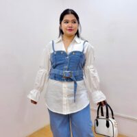 Shirt with Denim Cami Vest & Belt