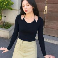 Full Sleeves Halterneck Top