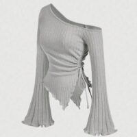 Drop Shoulder Drawstring Top