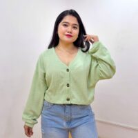 Light Green V-Neck Button Up Cardigan