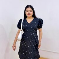 Polka-Dot Print Tiered Dress
