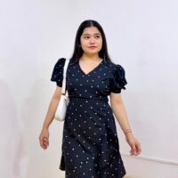 Polka-Dot Print Tiered Dress