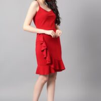 Red Sleeveless Ruffle Dress