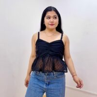 Semi Sheer Crop Top with Shoulder Straps