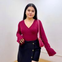 Crisscross V-Neck Ribbed Top