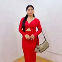 Red V-Neck Cutout Bodycon Dress