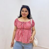 Front Tie Checked Top