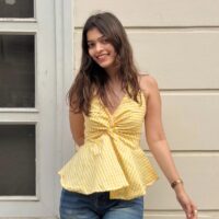 Checked Halter Neck Backless Top