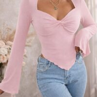 Front Twisted Asymmetric Hem Top