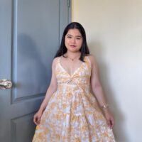 Front Twisted Deep Neck Printed Dress