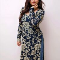 Corset Back Full Sleeves Printed Kurtis