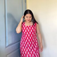 Printed Long Kurti with Kodi Lace at Back