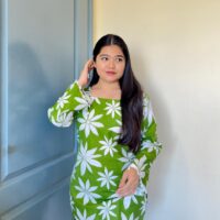 Floral Bell Sleeves Short Kurti