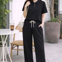 Collared T-shirt with Track Pant Co-ord Set
