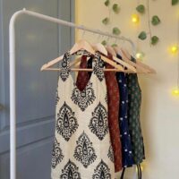 Halterneck Backless Printed Short Kurti