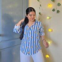 Striped Shirt with Flower Print