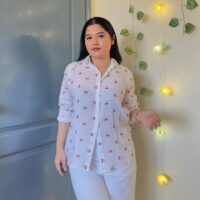 Cherry Print White Shirt