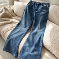 Flared High Rise Blue Jeans