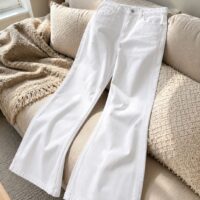 Flared High Rise White Jeans