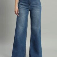 Flared High Rise Blue Jeans