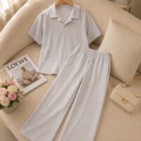 Collared T-shirt with Track Pant Co-ord Set