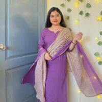 Purple Dupatta Set