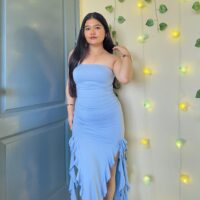 Bodycon Ruffled Side Slit Tube Dress