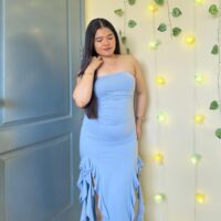 Bodycon Ruffled Side Slit Tube Dress