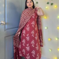 Red Printed Dupatta Kurta Set