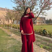 Red and Black Sharara Set