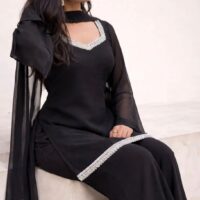 Red and Black Sharara Set