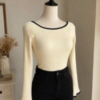 Flared Sleeves Boat Neck Top