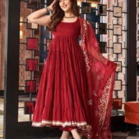 Maroon Anarkali Suit with Gota Patti Dupatta and Pant
