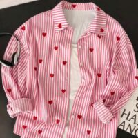 Pink Striped Heart Shirt