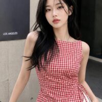 Red Sleeveless Wrap Top